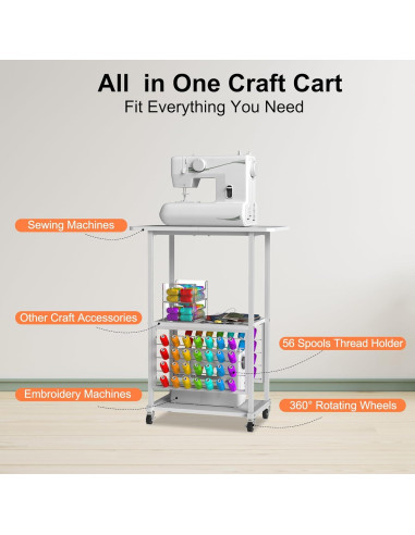 Mesa de Costura Rodante Jchccu con Soporte para 56 Bobinas