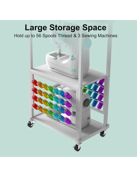 Mesa de Costura Rodante Jchccu con Soporte para 56 Bobinas