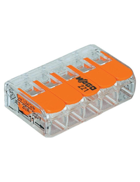 Conectores Compactos Wago 221-415 de 5 Conductores - Bolsa de 10