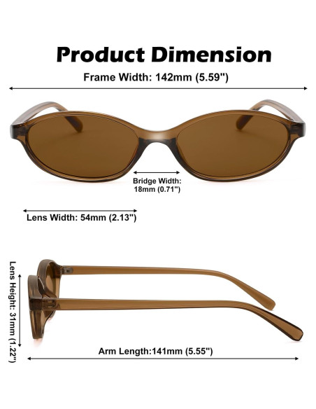 Gafas de sol ovaladas retro para mujeres - Y2K - 54mm