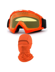 Gafas de Motocross Immoono con Balaclava Facial Naranja