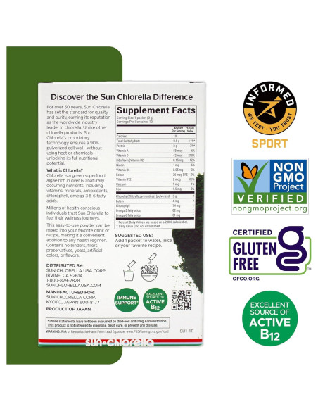 Polvo de Chlorella Sun 30g - Superalimento Vegano Sin Gluten