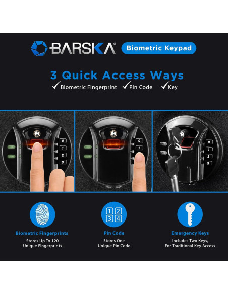 Caja Fuerte Biométrica y Teclado Barska HQ100 - 0.46 m