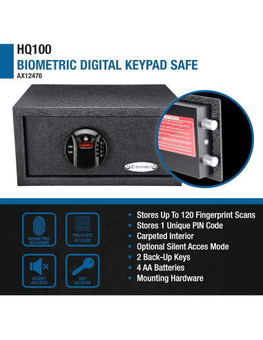 Caja Fuerte Biométrica y Teclado Barska HQ100 - 0.46 m