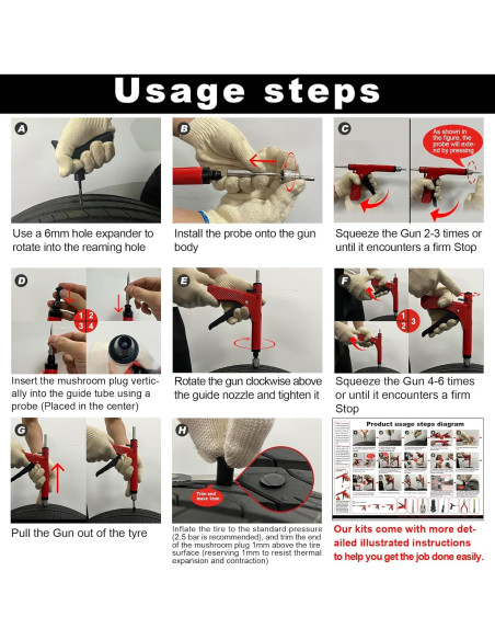 Kit de Reparación Neumáticos Tubeless Richcat 16 Tapones Hongo