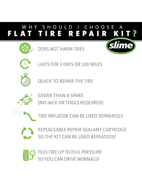 Kit de Emergencia Slime 50122 para Reparación de Neumáticos
