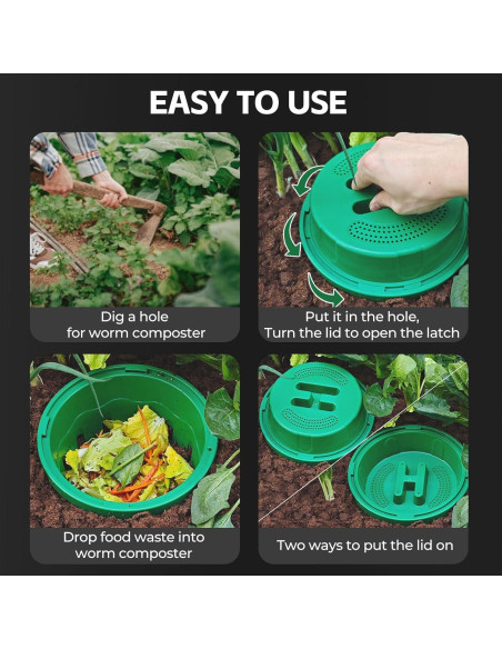 Compostador de Gusanos Inground TOP XIAN 2-Pack 8L Verde