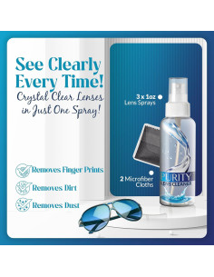 Kit Limpiador de Lentes Purity - 3 x 29,57 ml + 2 Paños 2