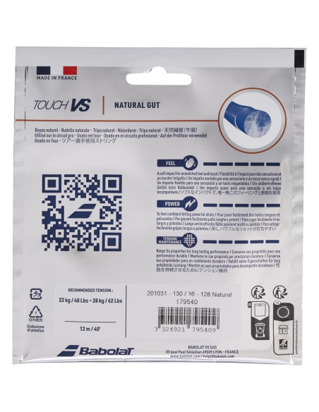 Hilo de Tenis Babolat Touch VS Gut Natural 12m - Paquete Multipack