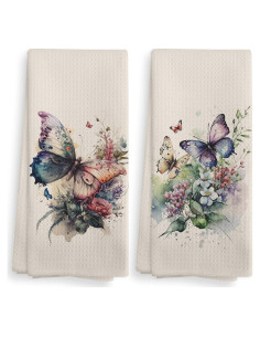 Juego de 2 Toallas de Cocina NOQL Mariposa Beige 40.6x61 cm