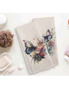 Juego de 2 Toallas de Cocina NOQL Mariposa Beige 40.6x61 cm 2