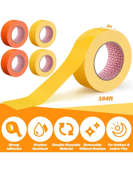 Cinta para Cancha Innconee 4 Rollos 5 cm x 50 m Amarillo Naranja