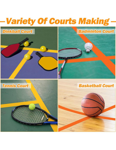 Cinta para Cancha Innconee 4 Rollos 5 cm x 50 m Amarillo Naranja