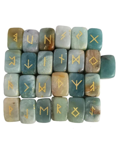 Juego de Piedras Rúnicas Naturales Loveliome 25 Piezas Amazonita