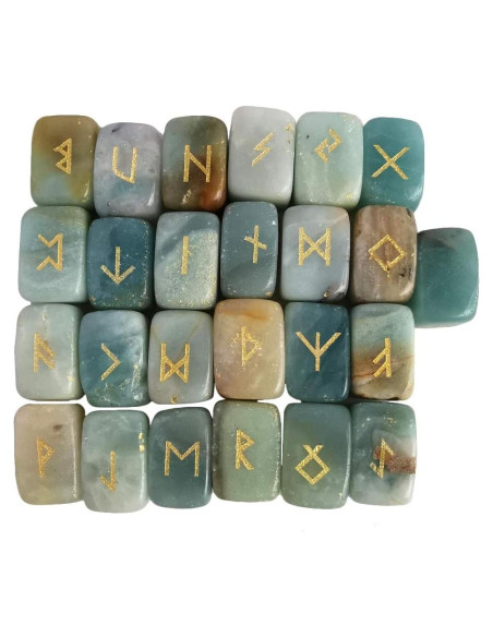 Juego de Piedras Rúnicas Naturales Loveliome 25 Piezas Amazonita