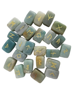 Juego de Piedras Rúnicas Naturales Loveliome 25 Piezas Amazonita 2