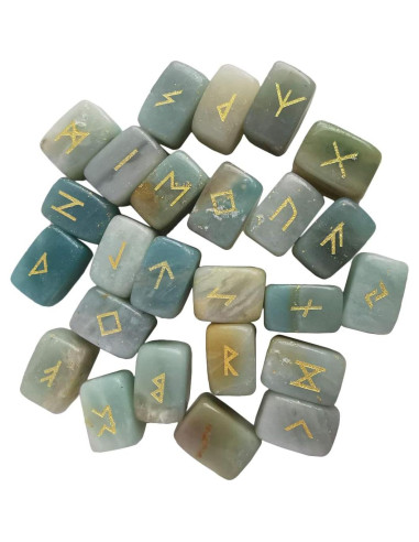 Juego de Piedras Rúnicas Naturales Loveliome 25 Piezas Amazonita