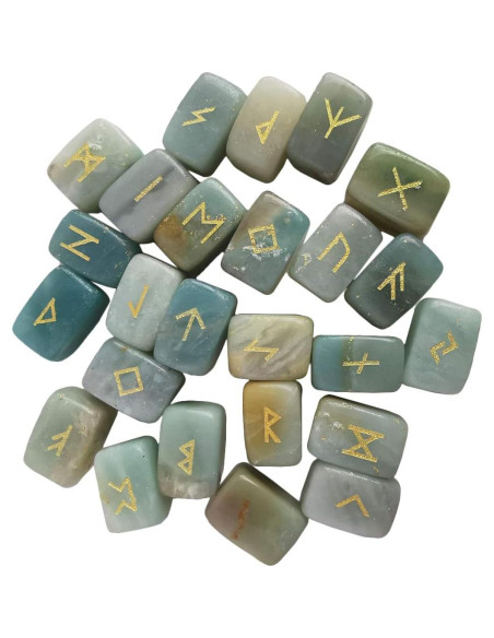 Juego de Piedras Rúnicas Naturales Loveliome 25 Piezas Amazonita