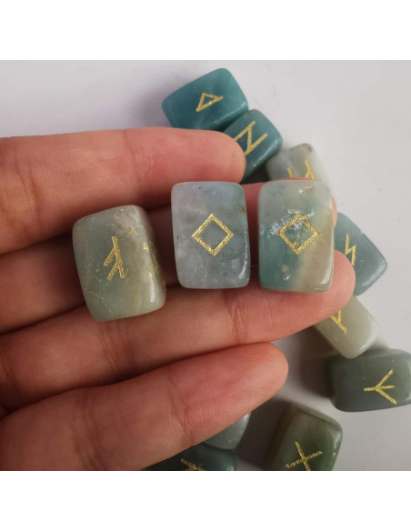 Juego de Piedras Rúnicas Naturales Loveliome 25 Piezas Amazonita