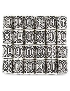 24 Cuentas Rúnicas Vikingas Norse para Barbas y Cabello - Plata