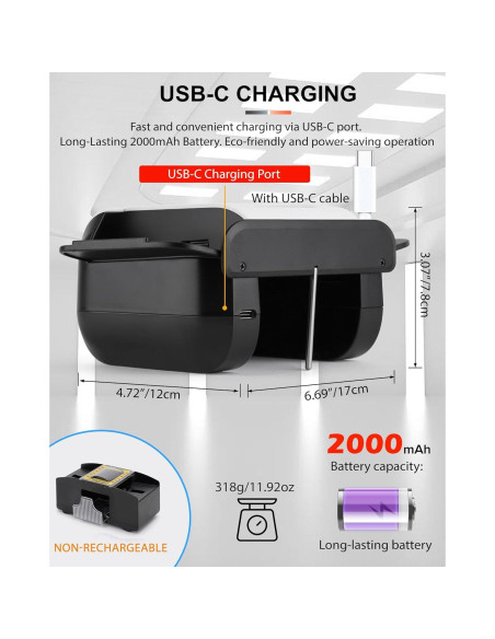 Barajador Automático de Cartas OBLITZON - Eléctrico, USB-C, 2000mAh