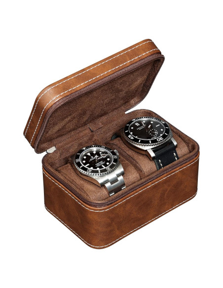 Estuche de Viaje para Relojes ROTHWELL Doble Cuero PU 2 Compartimentos