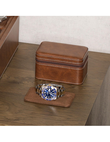 Estuche de Viaje para Relojes ROTHWELL Doble Cuero PU 2 Compartimentos