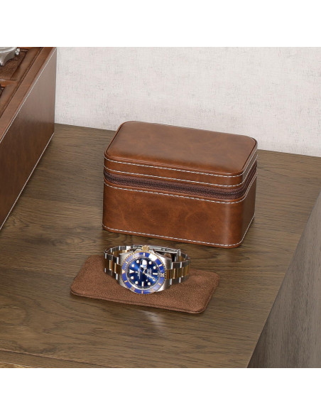 Estuche de Viaje para Relojes ROTHWELL Doble Cuero PU 2 Compartimentos