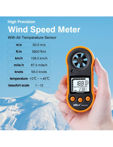 Anemómetro Digital de Mano XRCLIF - Medidor de Viento y Temperatura