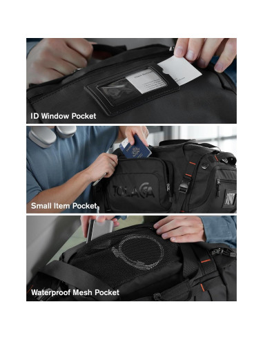 Bolsa de Gimnasio Tolaccea 40L Impermeable 3 en 1 Negro