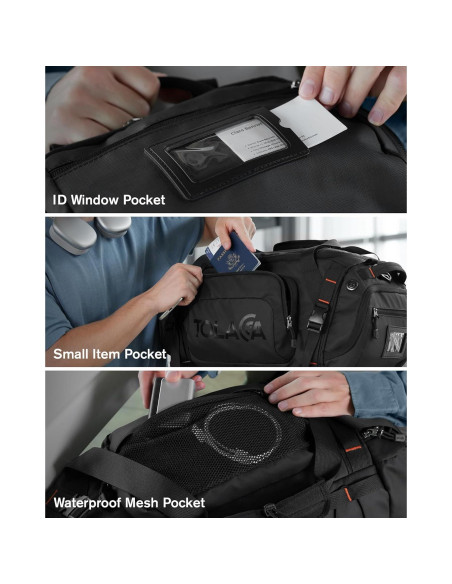 Bolsa de Gimnasio Tolaccea 40L Impermeable 3 en 1 Negro