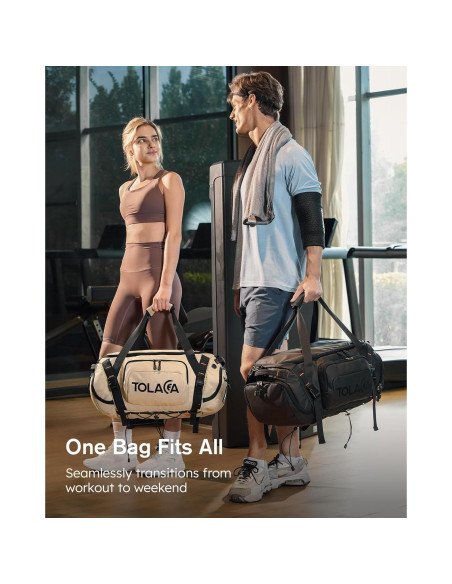 Bolsa de Gimnasio Tolaccea 40L Impermeable 3 en 1 Negro