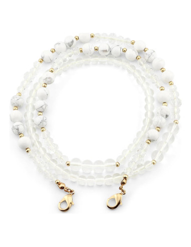 Cadena para Gafas de Piedra Preciosa Howlite Blanca