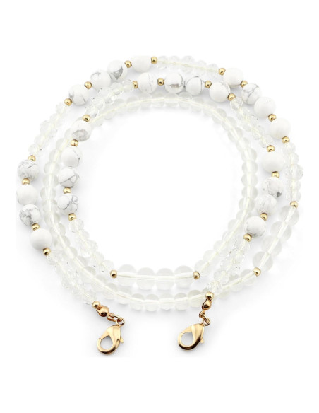 Cadena para Gafas de Piedra Preciosa Howlite Blanca