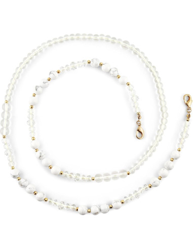 Cadena para Gafas de Piedra Preciosa Howlite Blanca