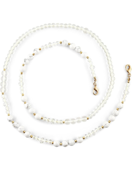 Cadena para Gafas de Piedra Preciosa Howlite Blanca