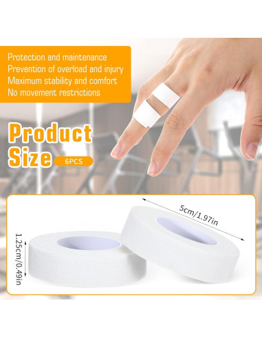 Cinta Deportiva KFHENSOMR para Dedos y Pies 6 Rollos 1.27 cm x 5 m