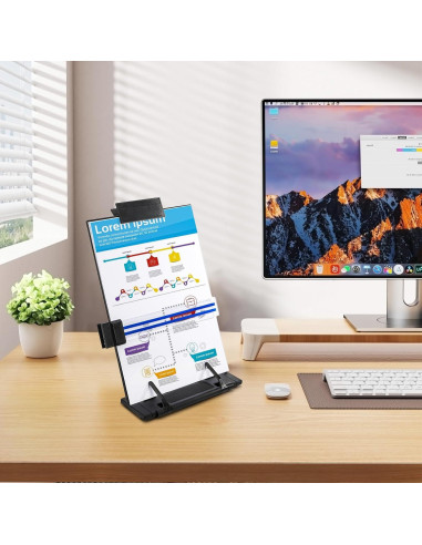 Soporte de Documentos Lawei 2 Piezas Ajustable Negro A4