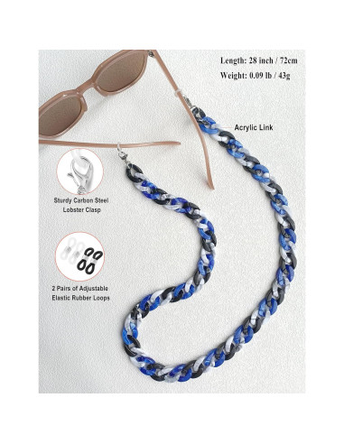 Cadena de Gafas Acrílicas Cosace 71 cm Antideslizante Gris