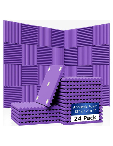 Paquete de 24 Paneles de Espuma Aislante de Sonido 30x30 cm