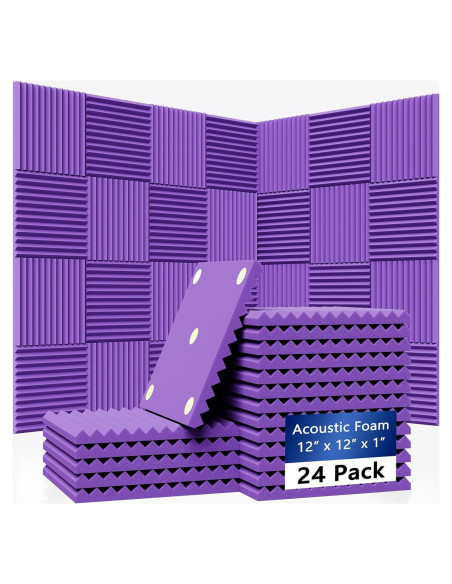 Paquete de 24 Paneles de Espuma Aislante de Sonido 30x30 cm