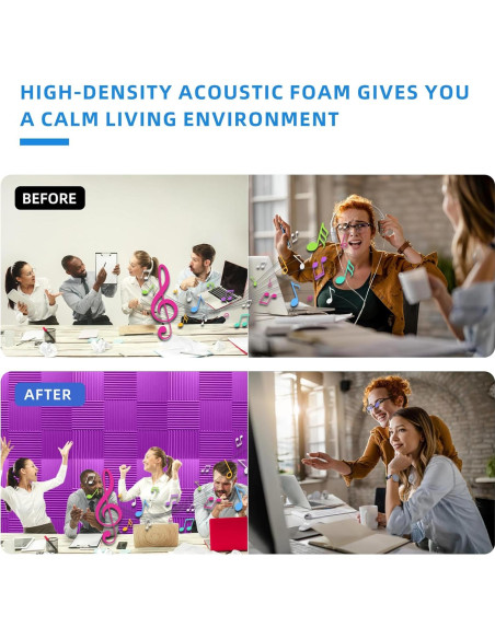 Paquete de 24 Paneles de Espuma Aislante de Sonido 30x30 cm