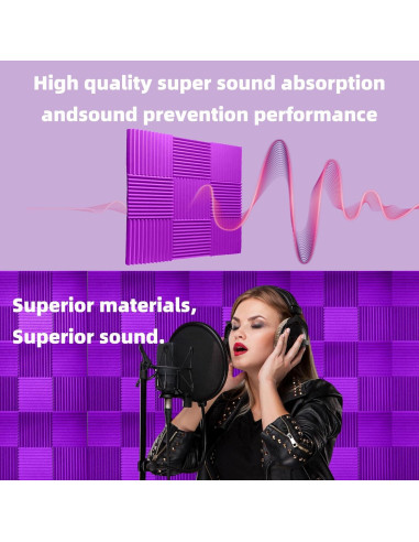 Paquete de 24 Paneles de Espuma Aislante de Sonido 30x30 cm