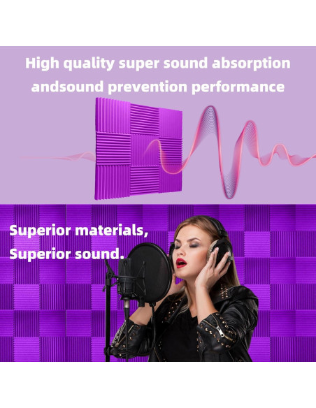 Paquete de 24 Paneles de Espuma Aislante de Sonido 30x30 cm