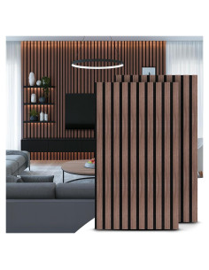 Paneles Acústicos de Madera MDF Nogal - 2 Piezas 120x60 cm