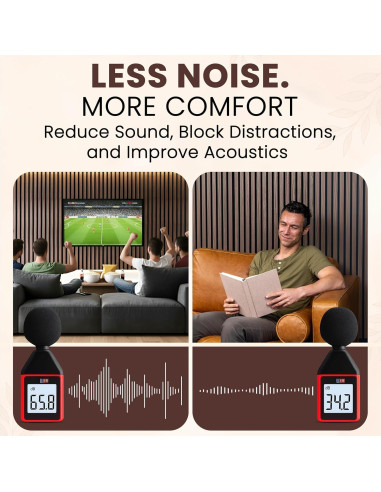 Paneles Acústicos de Madera MDF Nogal - 2 Piezas 120x60 cm