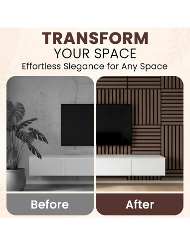 Paneles Acústicos de Madera MDF Nogal - 2 Piezas 120x60 cm