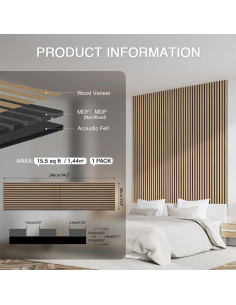 Panel Acústico Plegable de Madera 240x60cm con Fieltro Negro 2