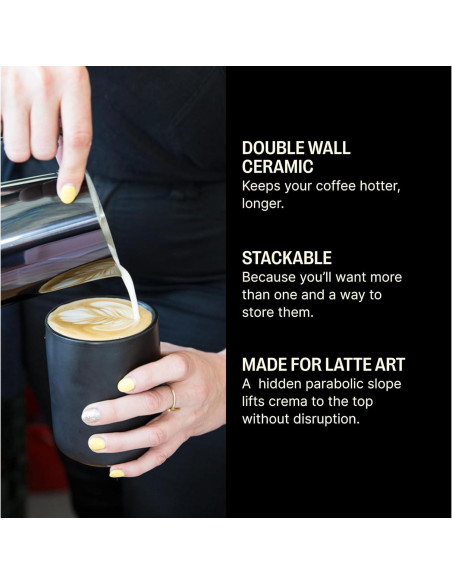 Taza de Cerámica Fellow Monty 325 ml Negro Mate Doble Pared