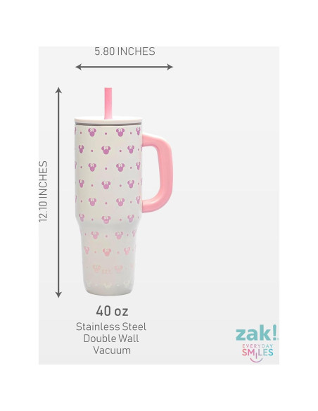 Taza de Viaje Zak Designs Minnie Mouse 40oz Acero Inoxidable